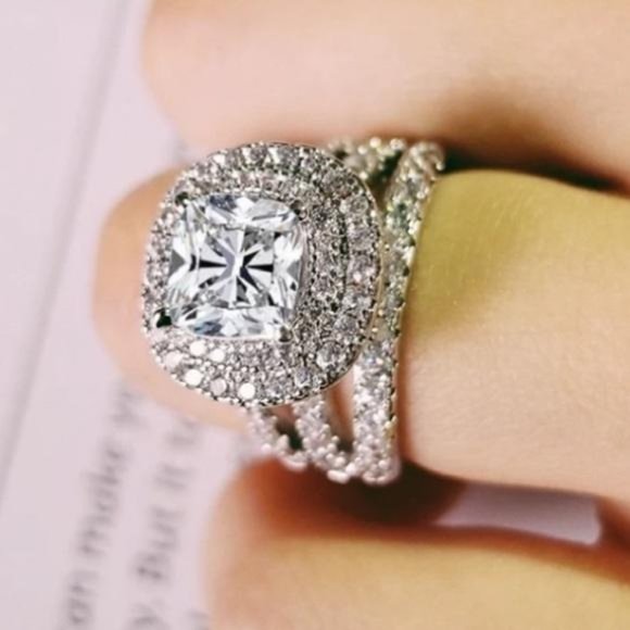 New 925 Sterling Silver Diamond Ring, A very beautiful ring, a shiny ring. - Picture 2 of 6